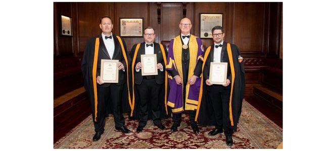 L-R Tim Den Hertog; Gavin Tallentire; Master, Graham Smith; Brendon Airey.