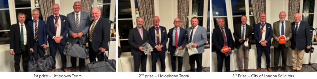 The Lightmongers annual Charity Golf Day prize 1st 2nd and 3rd
